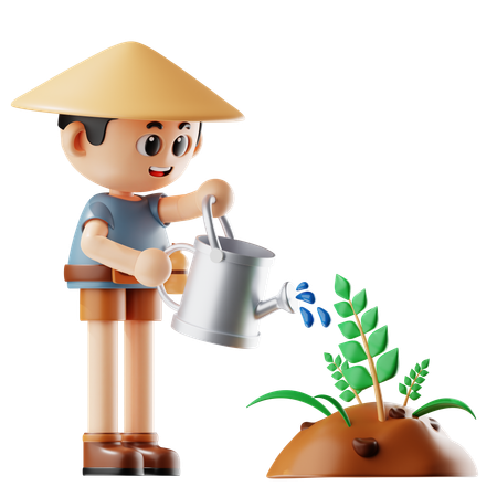 Hombre Plantas Acuáticas  3D Illustration