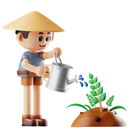 Hombre Plantas Acuáticas  3D Illustration