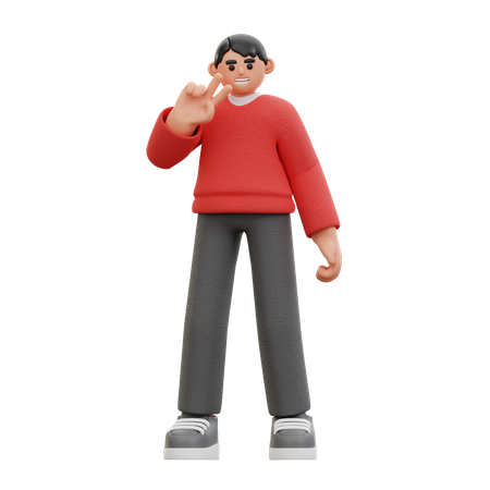 Hombre, pose de paz  3D Icon