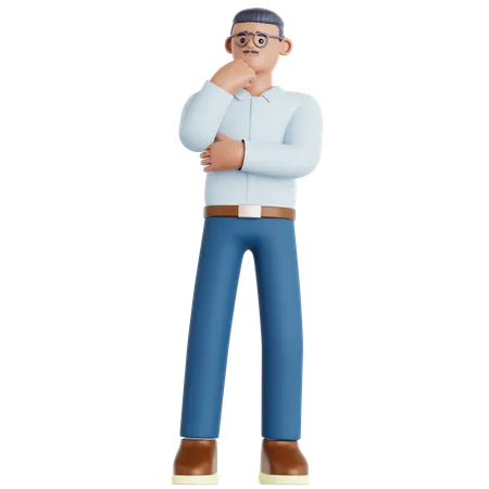 Hombre preocupado  3D Illustration