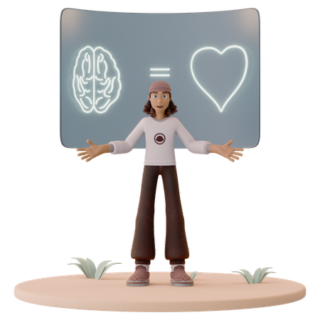 Hombre presentando un cuadro de salud mental  3D Icon