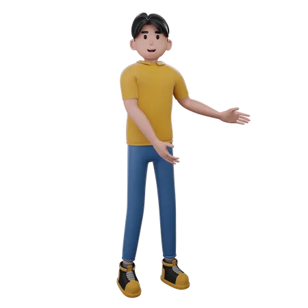 Hombre que se presenta en el lado derecho  3D Illustration