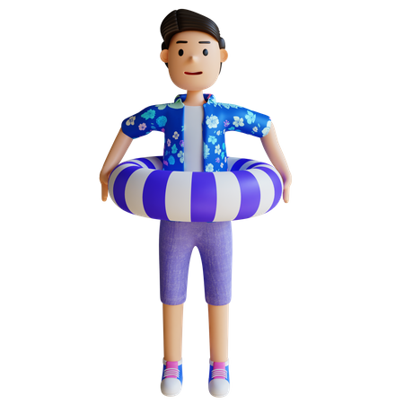 Hombre que llevaba una boya de playa  3D Illustration