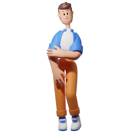 Hombre sintiéndose tímido  3D Illustration