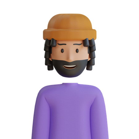 Hombre con rastas y gorro  3D Icon