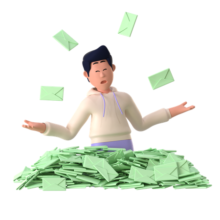 Hombre recibiendo correo spam  3D Icon