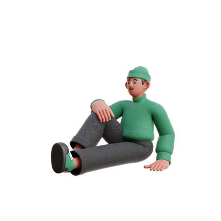 Hombre relajándose en el piso  3D Illustration