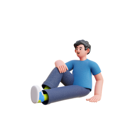 Hombre relajándose en el piso  3D Illustration