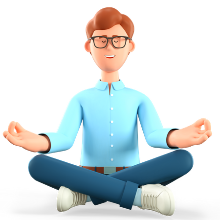 Hombre relajante en posición de loto de yoga  3D Illustration