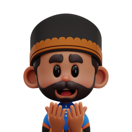 HOMBRE CON MANO EN ORACIÓN  3D Icon