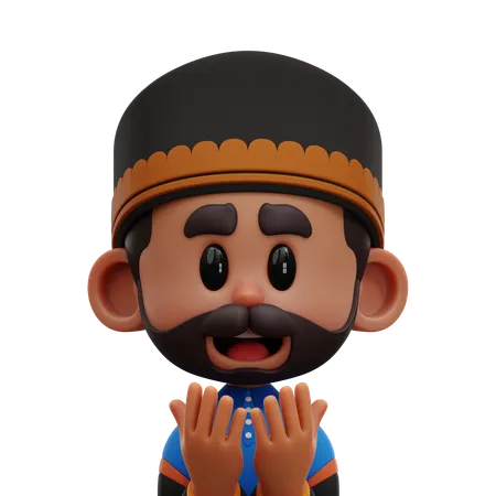 HOMBRE CON MANO EN ORACIÓN  3D Icon