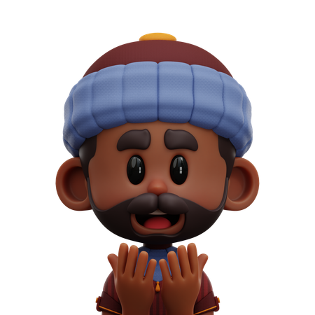 HOMBRE CON MANO EN ORACIÓN  3D Icon