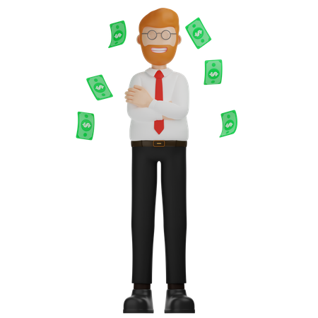 Hombre rico dinero  3D Illustration