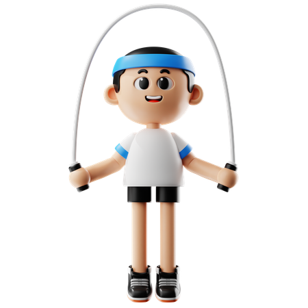 Hombre saltando con cuerda para saltar  3D Icon