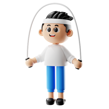 Hombre saltando con cuerda para saltar  3D Icon