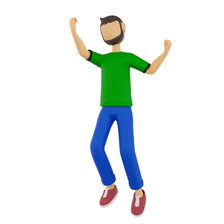 Hombre saltando de alegría  3D Illustration