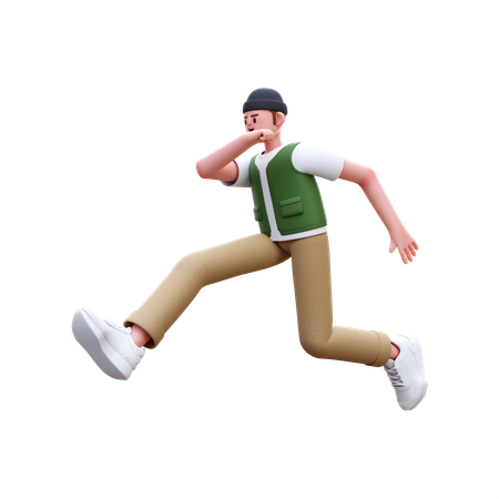 Hombre saltando en el aire  3D Illustration