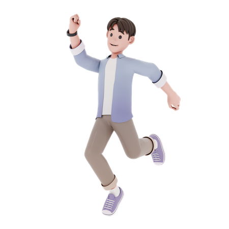 Hombre saltando y disfrutando  3D Icon