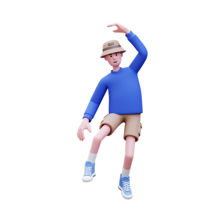 Hombre salta en el aire  3D Illustration