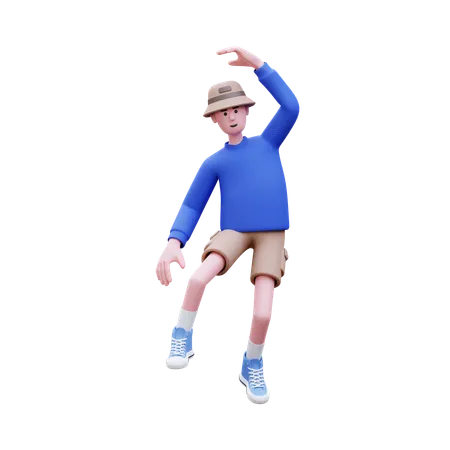 Hombre salta en el aire  3D Illustration