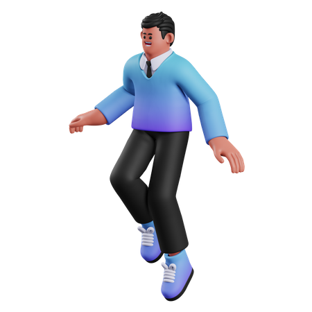 Hombre flotando salto  3D Illustration