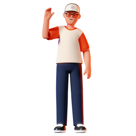 Hombre saludando pose de hola  3D Illustration