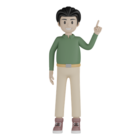 Hombre apuntando hacia arriba  3D Illustration