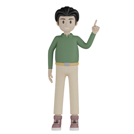 Hombre apuntando hacia arriba  3D Illustration