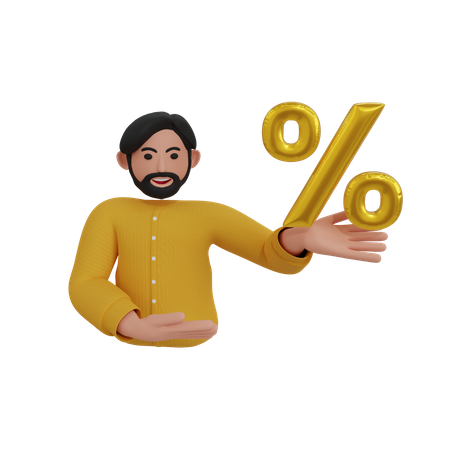 Hombre señalando porcentaje  3D Icon