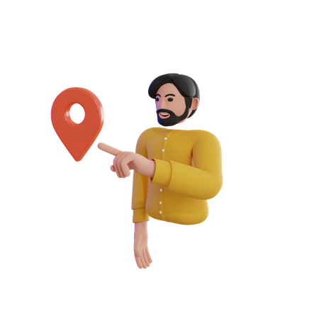 Hombre señalando pin de ubicación  3D Icon