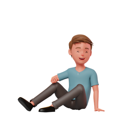 Hombre sentado en el suelo  3D Illustration