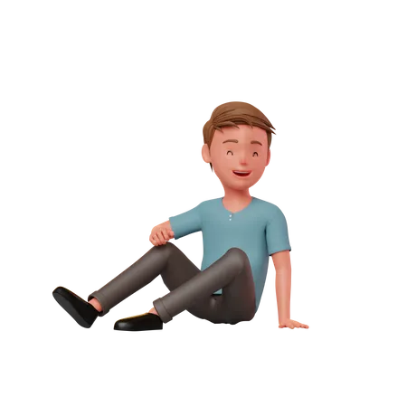 Hombre sentado en el suelo  3D Illustration