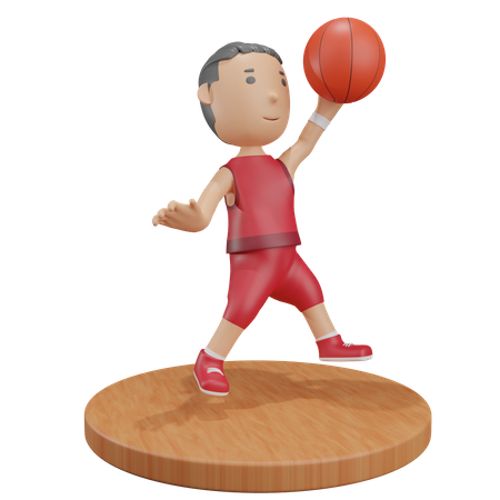 Hombre sosteniendo baloncesto  3D Illustration