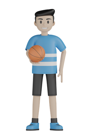 Hombre sosteniendo baloncesto  3D Illustration