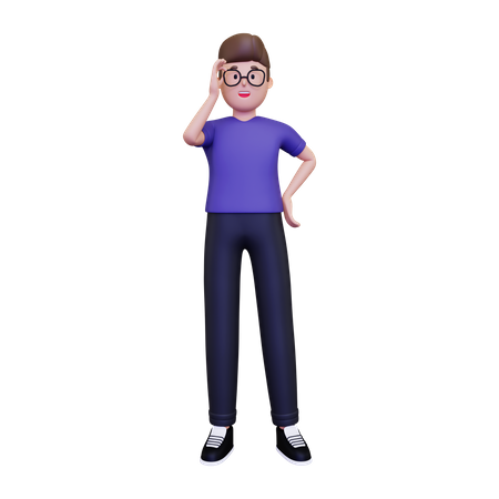 Hombre sujetando gafas  3D Illustration