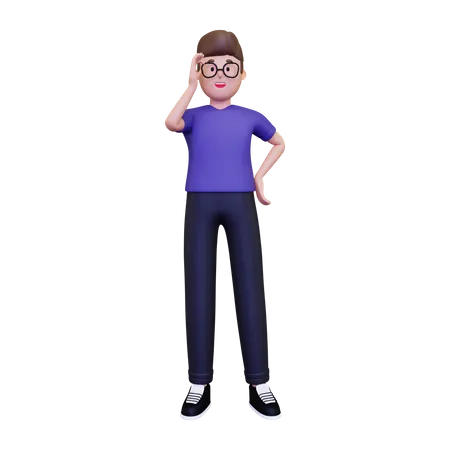 Hombre sujetando gafas  3D Illustration