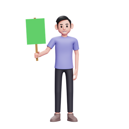 Hombre sujetando pancartas de protesta en blanco  3D Illustration