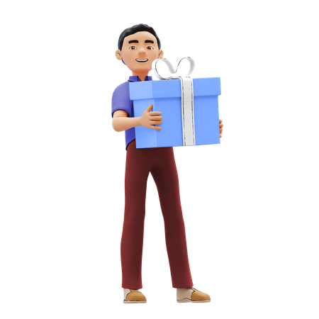 Hombre sosteniendo regalo  3D Illustration