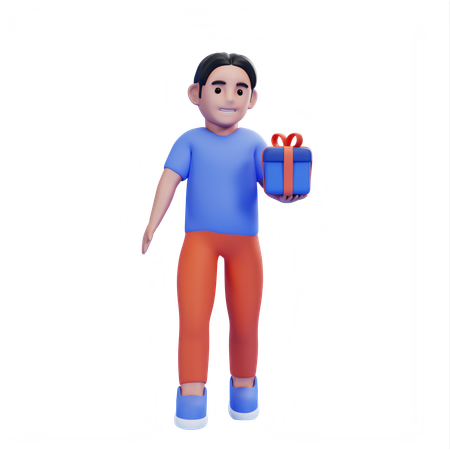 Hombre sosteniendo regalo  3D Illustration