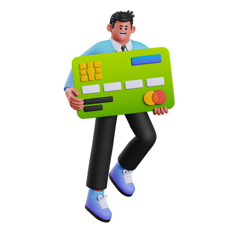 Hombre sosteniendo la tarjeta  3D Illustration