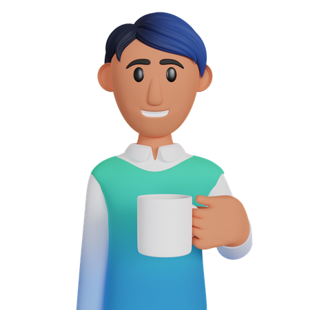 Hombre sosteniendo una taza de café  3D Illustration