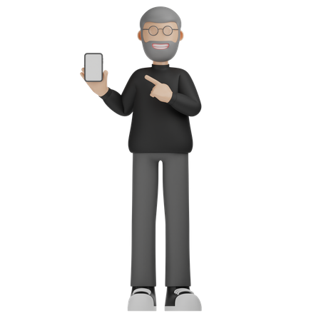 Hombre sosteniendo el teléfono  3D Illustration
