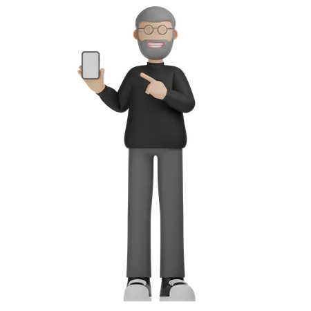Hombre De Personaje 3 D Sosteniendo El Telefono 3D Illustration