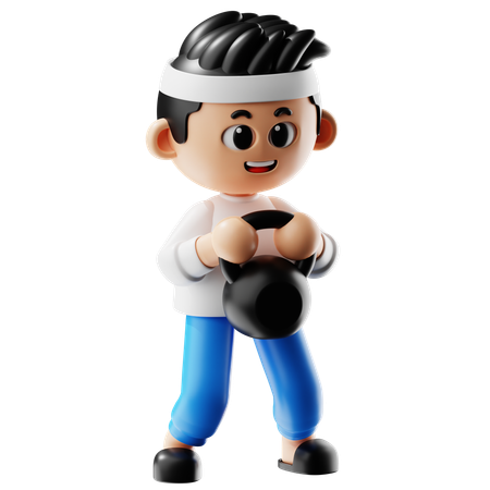 Hombre sujetando campana hervidora  3D Illustration