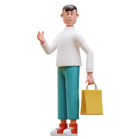 Hombre sosteniendo bolsa  3D Illustration