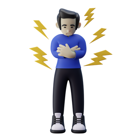 Hombre teniendo ataque de pánico  3D Illustration