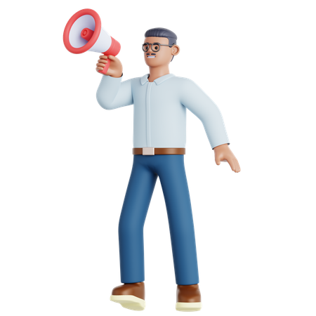 Hombre sujetando megáfono  3D Icon
