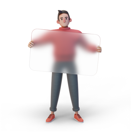 Hombre sujetando una tarjeta en blanco  3D Icon