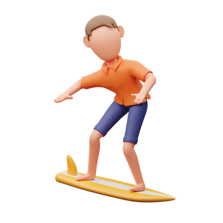 Hombre surfeando  3D Illustration