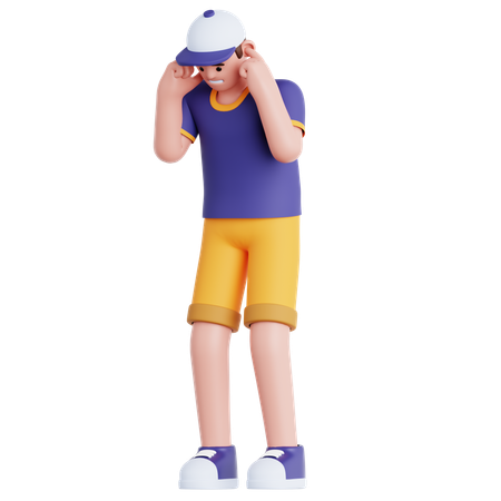 Hombre tapándose la oreja  3D Icon
